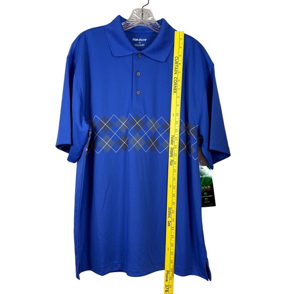 NWT Men's Top-Flite Gold Edition Golf Polo, Royal Blue, Classic Golf, Size L - Picture 4 of 8